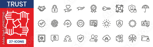 Trust Thin Line Icon Set