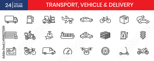 Transport Vehicle Delivery Icon Set