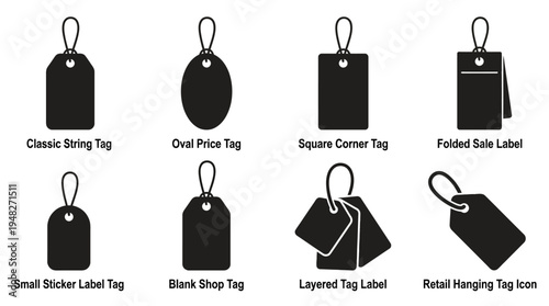 Black Vector Price Tag Icons for Retail and Branding