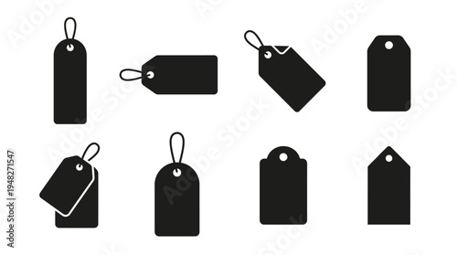 Black Vector Price Tag Icons for Retail and Branding