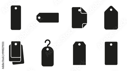 Black Vector Price Tag Icons for Retail and Branding