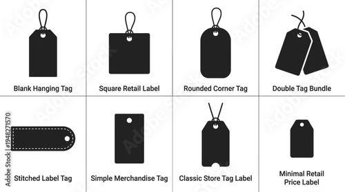 Black Vector Price Tag Icons for Retail and Branding