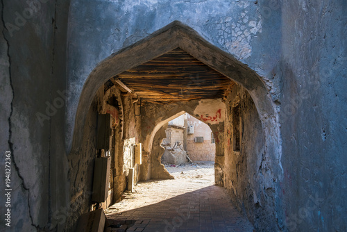 Canvas Print A traditional passageway in an old neighborhood in the Qatif region of eastern S