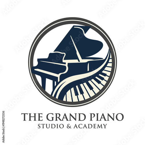 This logo features a grand piano and musical notes, symbolizing creativity, elegance, and musical education, making it perfect for music schools or piano studios.