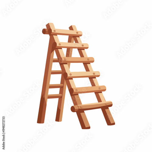 A sturdy wooden ladder depicted in a clean and simple design, perfect for home maintenance, construction work, or any DIY project requiring elevation and accessibility.