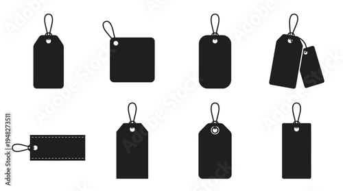 Black Vector Price Tag Icons for Retail and Branding