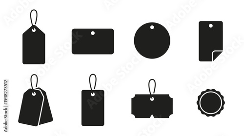 Black Vector Price Tag Icons for Retail and Branding