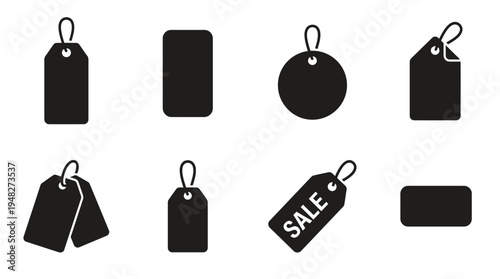 Black Vector Price Tag Icons for Retail and Branding