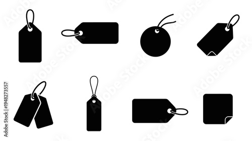 Black Vector Price Tag Icons for Retail and Branding
