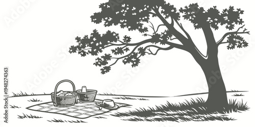 a man in a boat under a tree by the water Vector