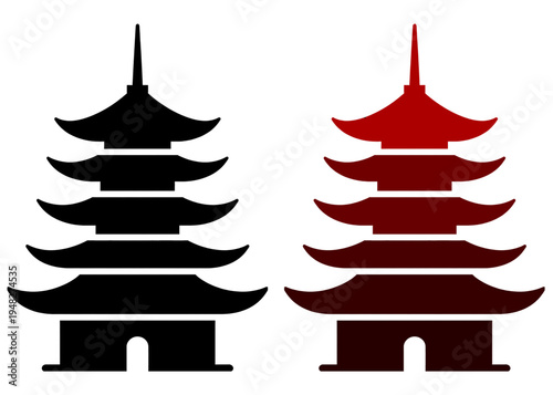 Asian Pagoda Temple Vector Illustration