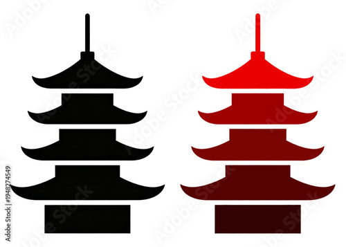 Asian Pagoda Temple Vector Illustration