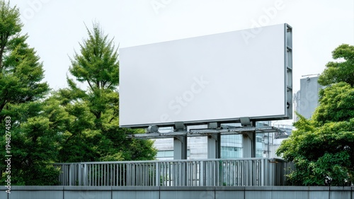 Wallpaper Mural Blank Billboard Mockup Surrounded by Lush Greenery in Urban Setting Offers Advertising Potential Torontodigital.ca