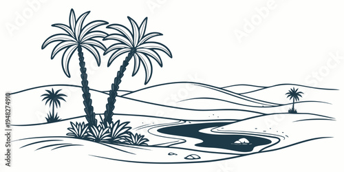 a tropical island with palm trees by the sea Vector