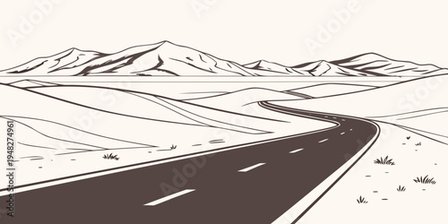 a winding road through a desert landscape Vector