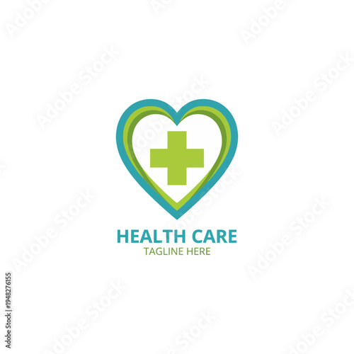 This logo presents a health care theme featuring a heart and medical cross which signifies compassion and care within the health service industry and community well-being.