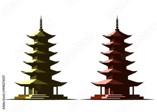 Japanese Chinese Pagoda Architecture Vector