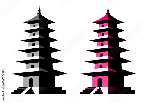 Japanese Chinese Pagoda Architecture Vector