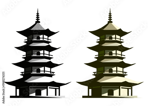 vector illustration of japanese pagoda