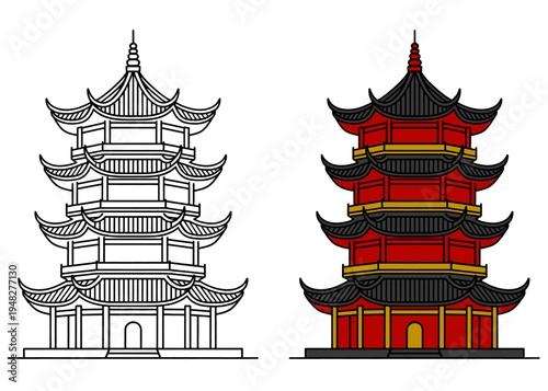 vector illustration of japanese temple