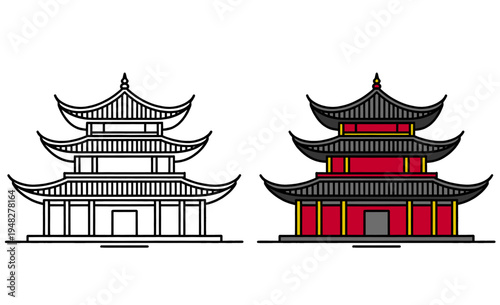 vector illustration of chinese temple