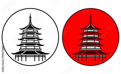 vector illustration of a japanese temple
