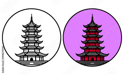 vector illustration of a buddhist temple