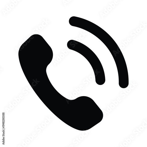 Black Telephone Handset Receiver Vector Illustration for Phone Call Communication Customer Service and Contact Support UI Design editable scalable graphic symbol element connection talk
