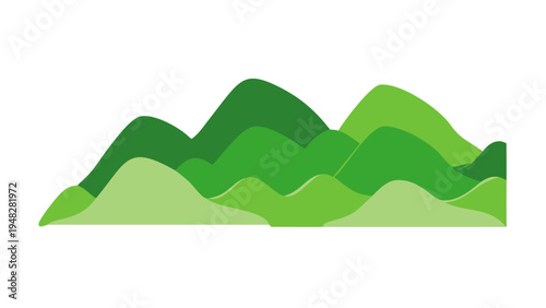 a green mountain range with multiple hills Vector