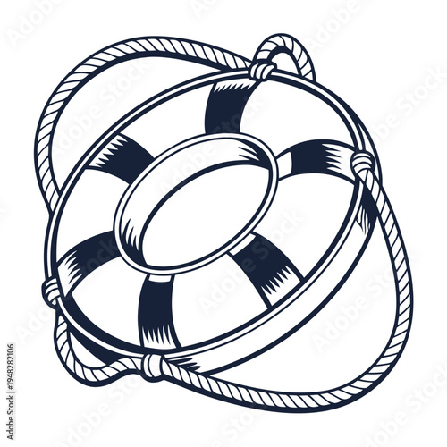 a life preserver with rope Vector