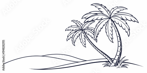 Two palm trees on a sandy beach Vector
