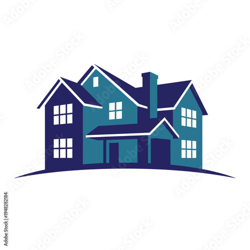 A minimalistic representation of a residential house with a steep roof and prominent features, emphasizing warmth, comfort, and home-like attributes in a modern style.