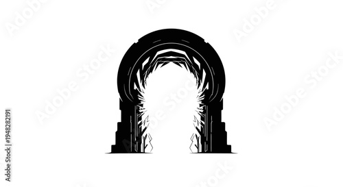 Silhouette of an Ornate Archway Against a White Background.