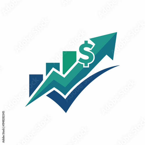 A modern graphic showcasing rising financial graphs with a dollar sign, symbolizing growth, profit, and the dynamic nature of business and investment decisions.