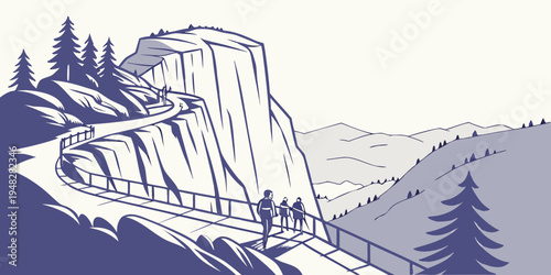 El capitan mountain formation in yosemite valley Vector