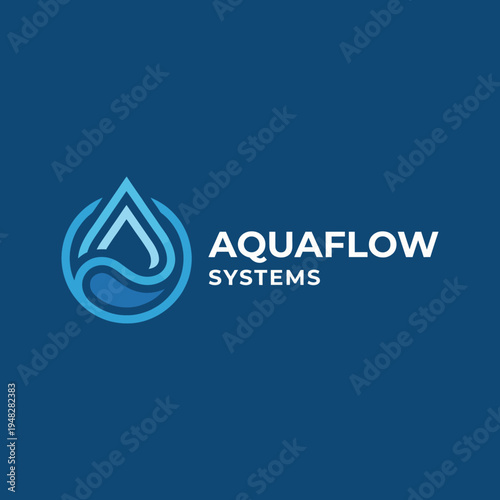 This logo design features a creative water drop with a wave, reflecting the essence of flow and fluidity, ideal for businesses focusing on water solutions or systems.