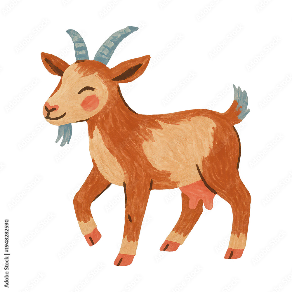 Fototapeta premium PNG Playful goat illustration PNG