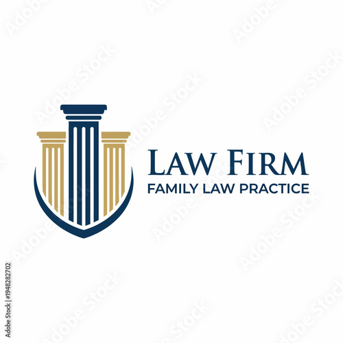 A sophisticated logo for a law firm featuring a strong column design, symbolizing justice, stability, and professionalism for legal services in family law practices.