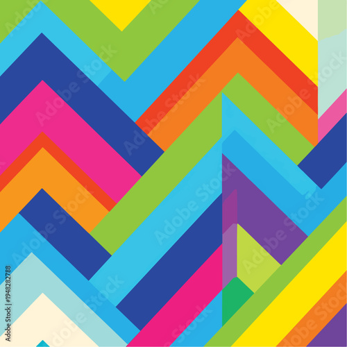 Abstract geometric colorful zigzag pattern design with various bright vibrant colors background.