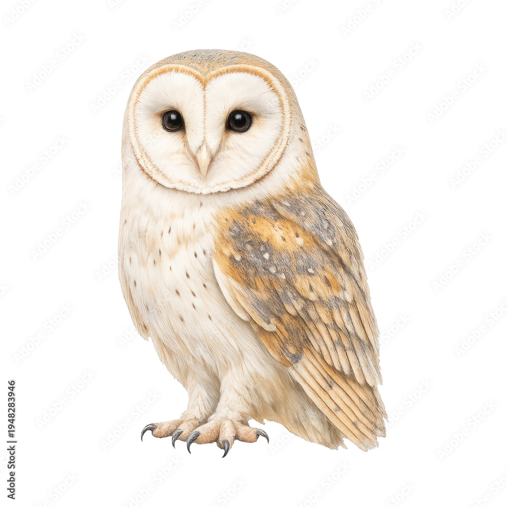 Fototapeta premium PNG Detailed barn owl illustration.
