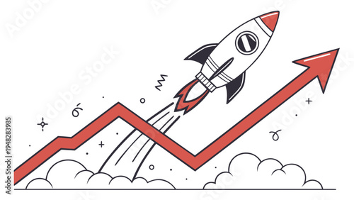 Startup company launch rocket business growth vector