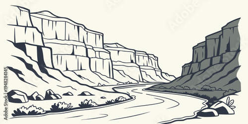 a rocky cliffside with a steep drop Vector