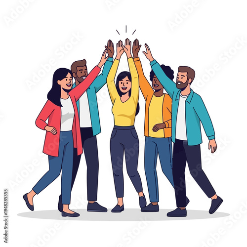 Diverse group of people celebrating together.