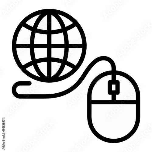 Vector of a globe connected to a computer mouse