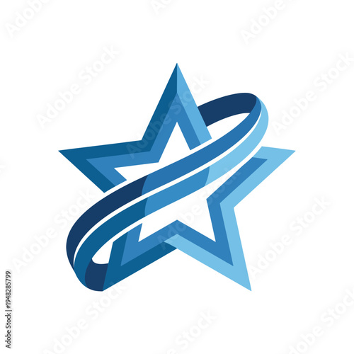 A sleek and modern two-tone star design with swirling elements, representing aspiration, achievement, and the journey toward reaching one's goals.