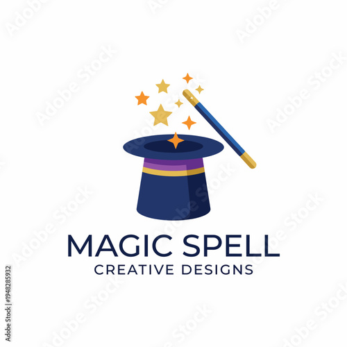 A whimsical illustration of a magician's hat with twinkling stars and colorful sparkles above, embodying the essence of magic, creativity, and whimsical charm in art.