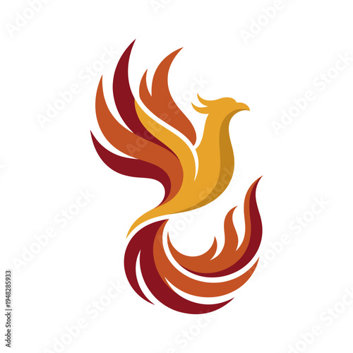 An artistic representation of a vibrant phoenix rising from flames, symbolizing rebirth, resilience, and the endless cycle of life and transformation in vivid colors.
