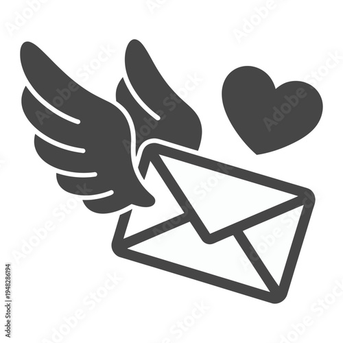 Vector envelope with wings and a heart