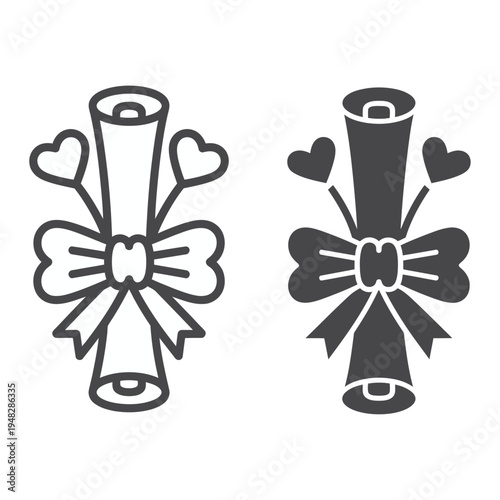 Two vector diploma certificates with hearts and ribbons