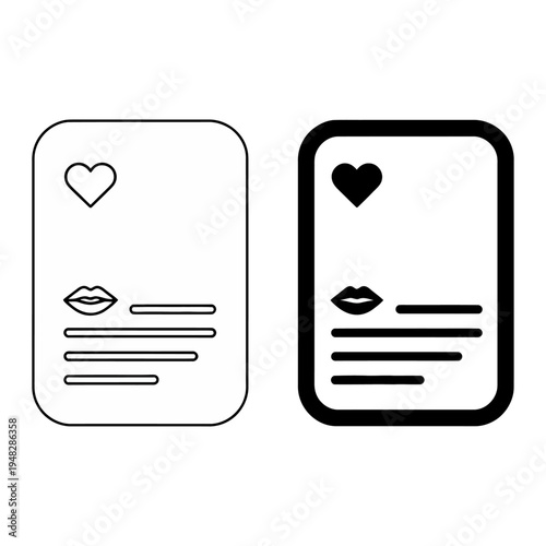 Two vector playing cards with hearts and lips